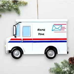 Personalized Postal Worker Christmas Ornament – Mail Truck Design with Custom Name & Year – USPS Gift Keepsake – Noel Box