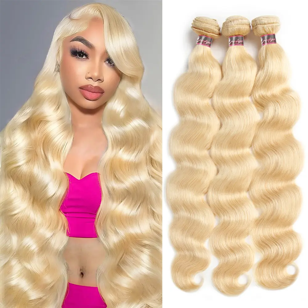 Uwigs 613 Blonde Body Wave Bundles Sew In Remy Human Hair Bundles 613 Straight Hair Bundles Quick Weave Extensions For Women