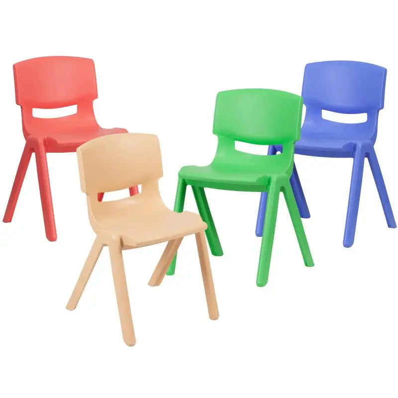 Flash Furniture 4-YU-YCX4-004-MULTI-GG Plastic Stackable School Chairs with 13.25 in. Seat Height, Assorted Color - Pack of 4
