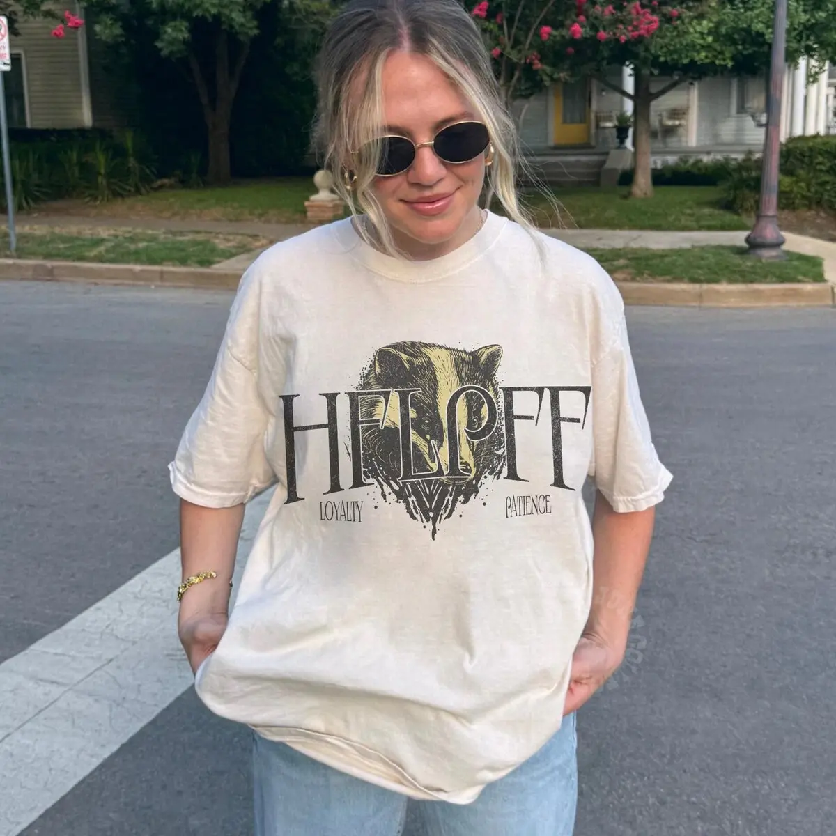 Yellow House Shirt UNISEX Comfort Colors® House of Badger Pottery Oversize T Shirt Wizard School Matching Shirts Family Universal Vacation