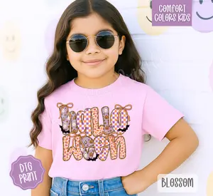 Preppy Halloween Youth Comfort Colors Tshirt, Holiday Tee for Kids