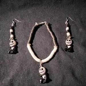 Jack Skeleton Nightmare Before Christmas bracelet and earrings Female Male Birthday Daily