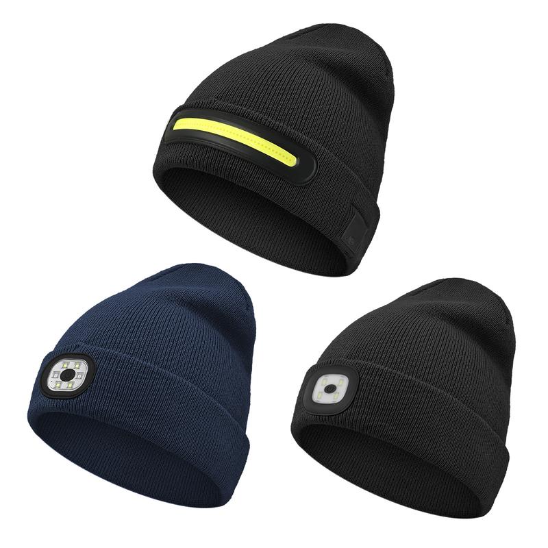 1pc Beanie Hat With Light, Rechargeable Headlamp Cap, Unisex Winter Warm Knitted Hats, Headlight Flashlight For Running Hiking Camping, Tech Gifts For Men Women Handyman Teens