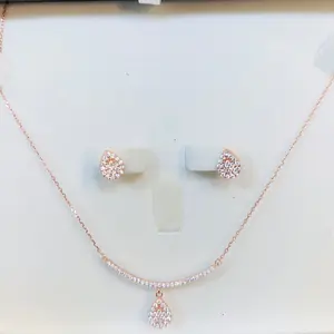 Beautiful Silver 925 oval necklace and earring set in the color rose gold for women's elegant wear