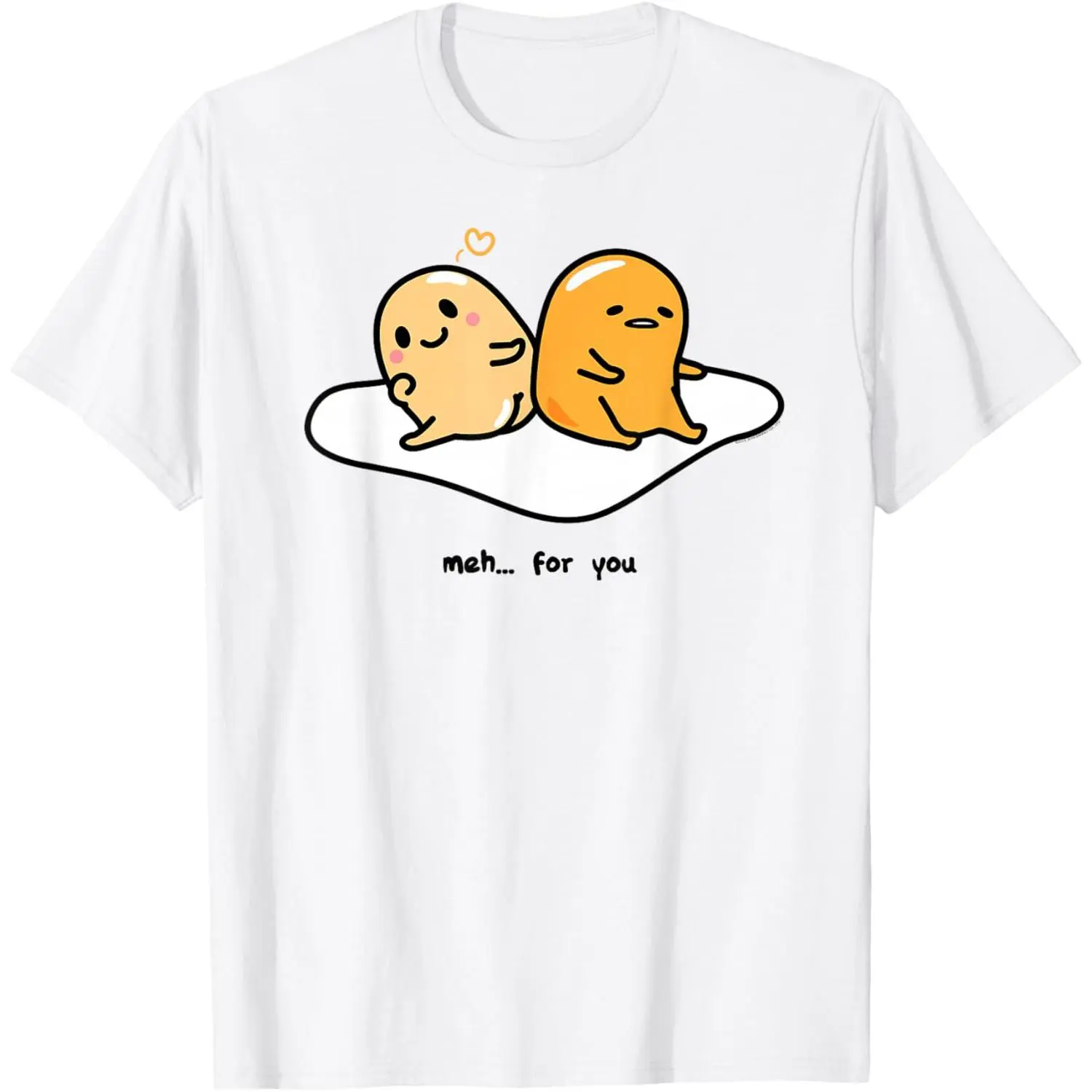 Men's Original Gudetama Love "Meh" for You Round Neck Cotton T-Shirt - Short-Sleeve, Breathable, Casual Prints Menswear Top for Day Wear, Shortsleeve, Soft, Smooth, Slogan T-Shirts