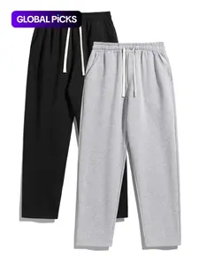 Men's Solid Thermal Lined Pants with Drawstring Waist, Comfy Cozy Regular Fit Straight Leg Trousers for Fall & Winter, Men's Bottoms for Daily Wear Thermal Menswear Fitted