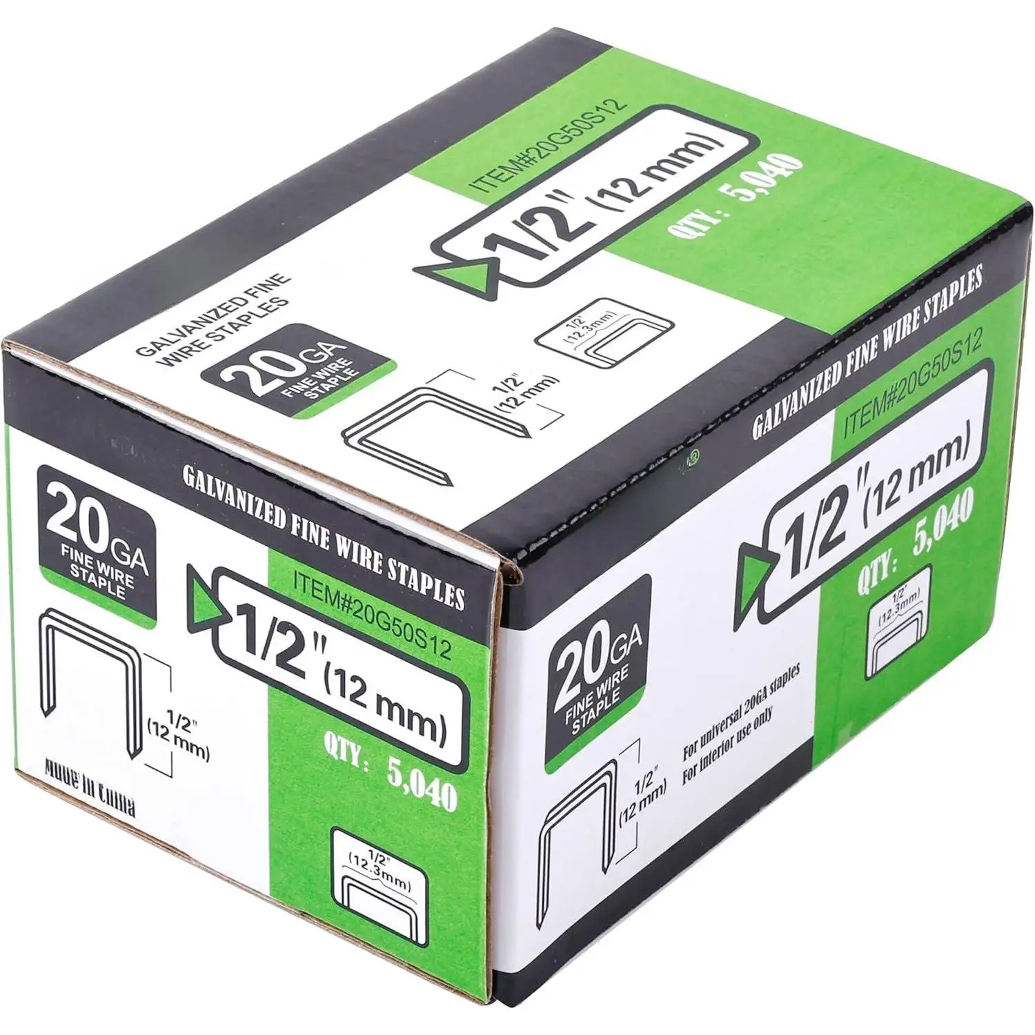 20 Gauge 1/2-Inch (12.3mm) Crown Length Upholstery Staples for Staple Gun  Fine Wire Galvanized Carpet Work Box Cable Shed (5 000 Pieces)