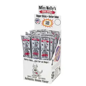 Miss Nelly's Beef Sticks Jerky Dog Treats – 24-Pack (1.27 oz Twin Packs)