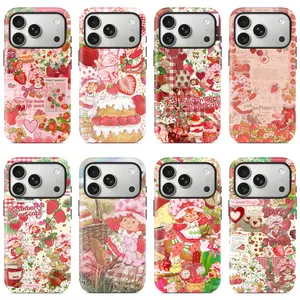 Strawberry Shortcake Phone Case Collage Tough Cover for iPhone 17/16/15/14/13/12/11/Pro Max Plus Lightweight Slim Shock-Resistant Protection with Vibrant UV Print
