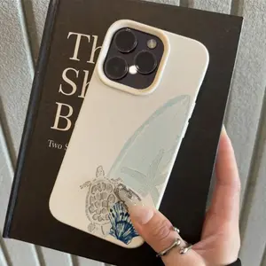 Antique White Leather Pattern Sea Turtle Shell TPU Material Anti-Slip Anti-Drop Phone Case, Suitable for iPhone 17/16/15/14/13/12/11 PRO PROMAX PLUS AIR XS XSMAX, Ideal Gift for Friends and Family, DKPW434
