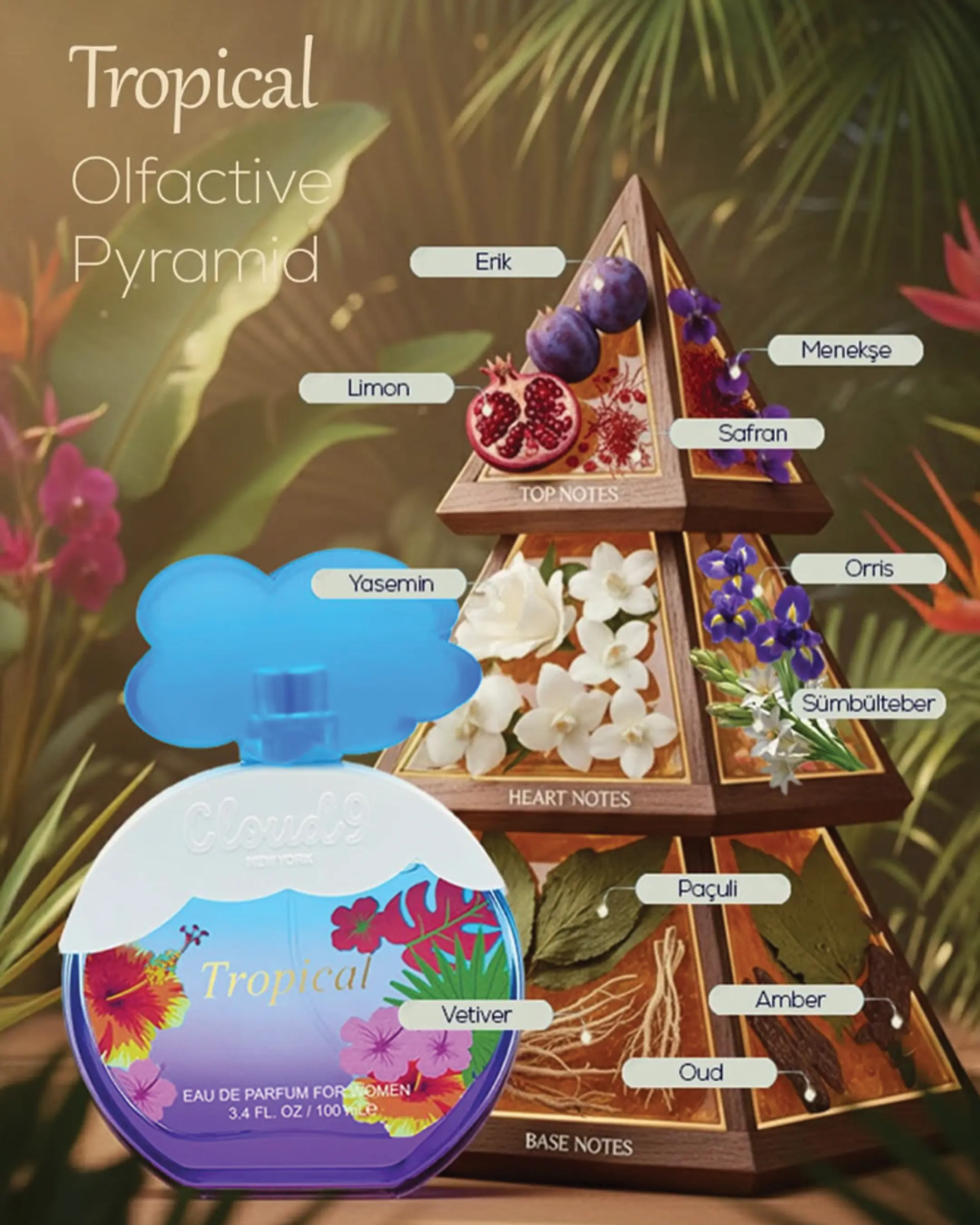 NEW - Cloud9 Tropical Eau de Parfum 100ML｜An Opulent Amber Floral with Exotic Fruits & Oud Depth