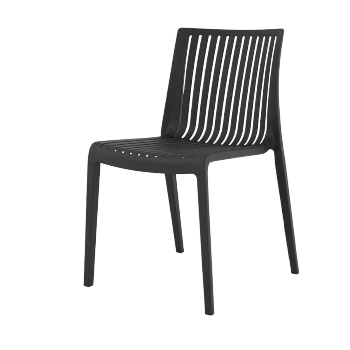 HomeRoots Armless Heavy-Duty Plastic Outdoor Stacking Patio Accent Chairs - Set of 2, 32.30x22.40x19.80 in, Black Patio Furniture
