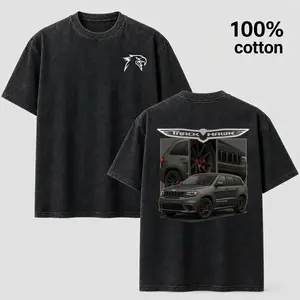 Trackhawk Graphic Tee | Vintage Acid Wash Grey Oversized Cotton Car