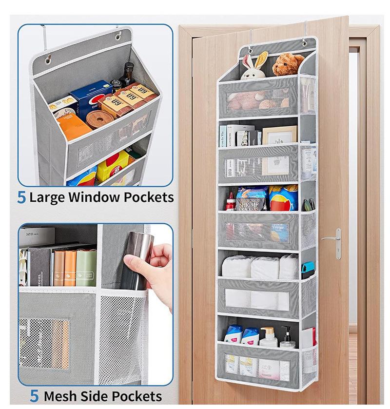 2026 New Over-The-Door Hanging Storage Box 5-Tier Organizer – 20KG Heavy Duty, 5 Large Pockets & Clear Mesh Rack, Anti-Tip Compact Space-Saving Shelf for Bedroom Bathroom Kitchen Pantry Home Organization
