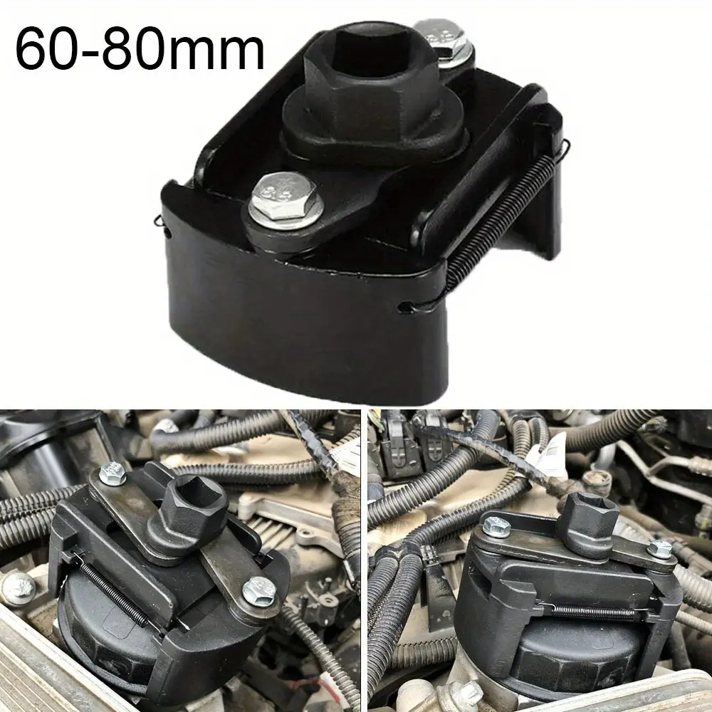 2-Jaw Adjustable Oil Filter Wrench for Vehicle, Durable Steel Construction, Double Reinforcement, Smooth Operation, Car Engine Maintenance Tool