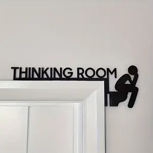 1 Modern Metal Bathroom Door Sign - Thought Room Wall Hanging Sculpture, Home Decor Artwork, Interior Decor Door Frame Pendant