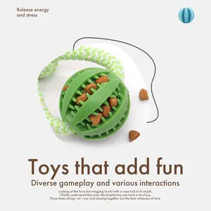 Durable Chew Toy Ball with Handle for Dogs, Braided Rope Knot Toy, Pull Throw Tug-Of-War Fetch Toy, Chewing Training Dog Toy