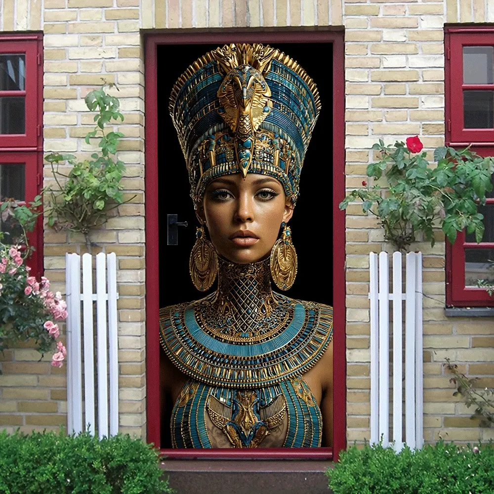 2pcs Ancient Egyptian Queen Themed Wall Stickers Creative Home Decor Decals Self Adhesive Removable Waterproof Eco Friendly PVC Material Vintage Figure Head Portrait Wall Art Mural for Living Room Bedr