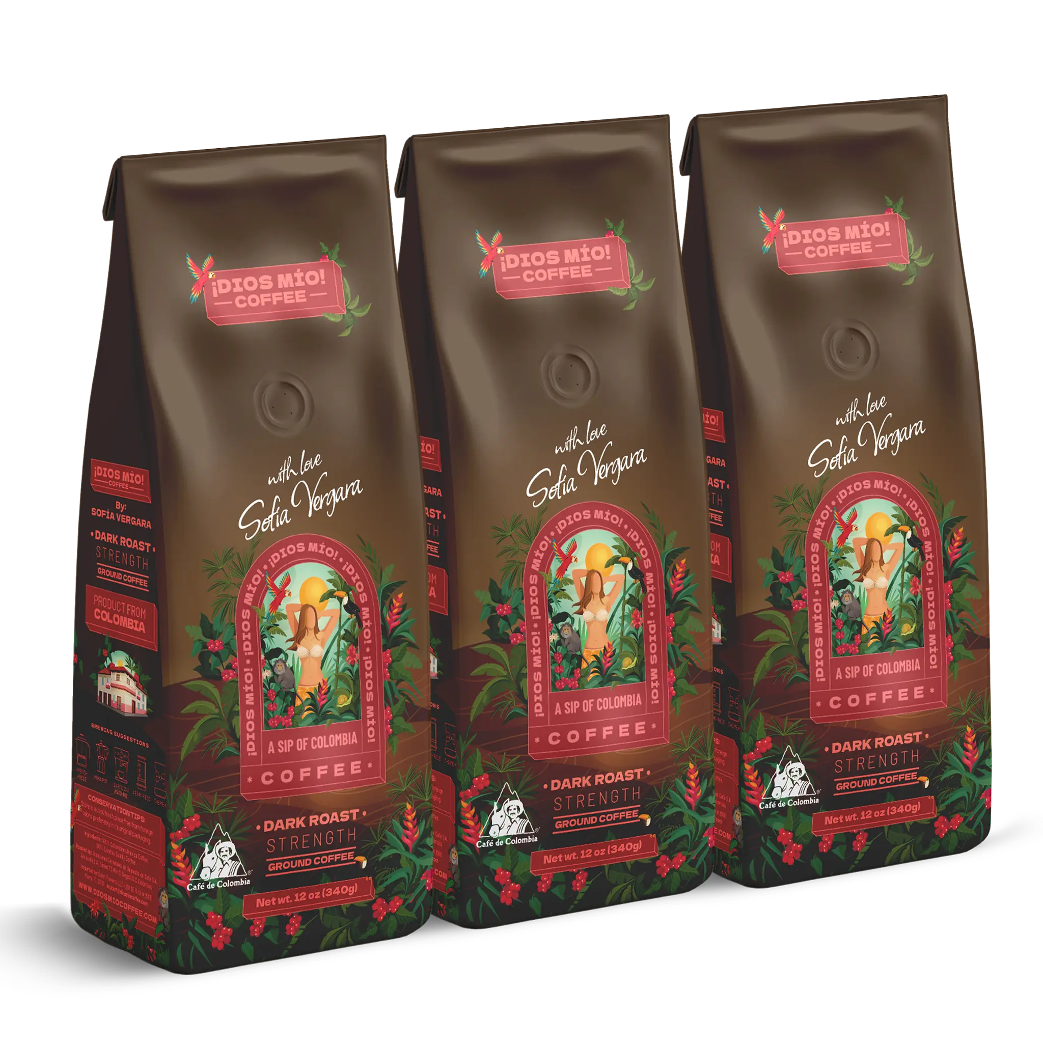 Dark Roast, Ground, 12 Oz bag, Packx3