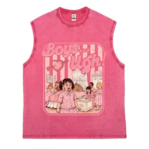 Unisex “Boys...Ugh!” Funny Valentine Vintage  Washed Vest，90s Inspired Aesthetic Graphic Vest，Perfect Girlfriend Gift