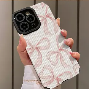 Bow Pattern Phone Case, Shockproof Phone Protective Cover, Phone Accessory Compatible with iPhone 16 15 14 13 12 11 Plus Pro Max