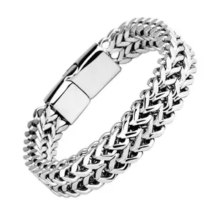 Hip-hop stainless steel front and back men's and women's bracelets simple and domineering punk design Cuban bracelet trendy gift