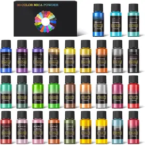Mica , 30 Color  Pigment,   Grade Shimmer Mica  for Epoxy /Bath Bombs/Candle/Soap/Lip Gloss/Slime. Candle Dye,Soap Making Dye, dye. (30 Bottle)