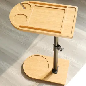 YUHFERA 360° Rotatable Sofa Tray Table for Couch Arm - Height Adjustable End Table for Bed or Chair with Phone & Tablet Slots, TV Tray Table, Side Table Tray for Small Spaces