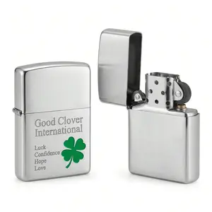 Four-Leaf Clover Metal Lighter (Without Gas) - Wind-Resistant Flame, And Refillable Butane System (Butane Gas Not Included)