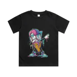 Dripping Baseball Drip Boys Ice Cream Drip Baseball Sport Cotton T-shirt, Graphic Print Round Neck Short Sleeve Casual Tee for Boys Girls