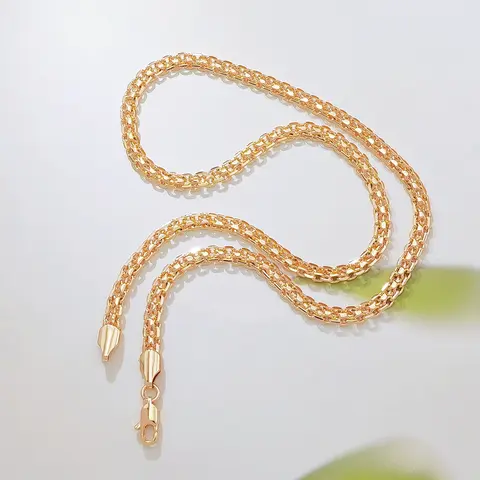 Women's 14K Gold Plated Elegant Byzantine Wheat Link Necklace - Thick Braided Chain, Lobster Clasp, 23.62in Durable Unisex Costume Jewelry for Daily Wear & Layering