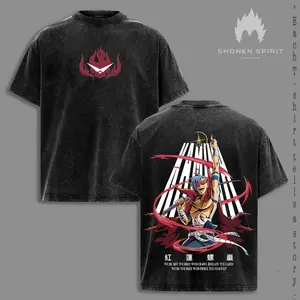 Kamina Gurren Lagann Anime Washed T-Shirt Vintage Tee Oversize Unisex Streetwear Bold Style Mecha Anime Shirt Hot Trend TikTok Shop Exclusive Limited Edition Cool Graphic Tee