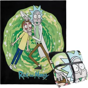 RICK AND MORTY flannel Blanket Super Soft Blanket Throw Bed Accessories Sofa Throw Bed Blankets Gifts for Him (Green/Black)