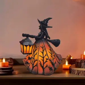 Halloween Witch Lamp, Spooky Standing Night Light, Unique Witch Statue Table Lamp for Bedroom Decoration, Perfect for Halloween Festivities