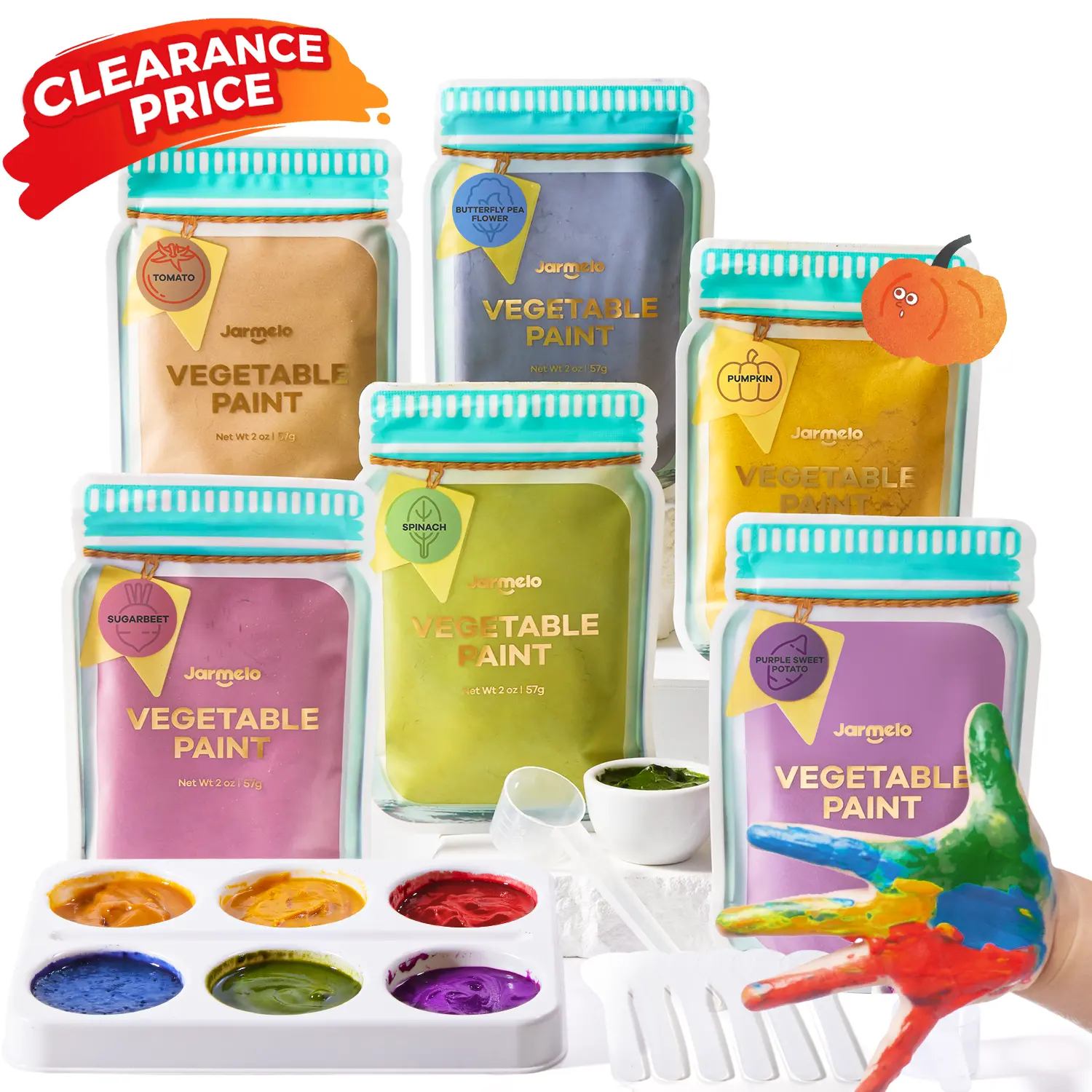 Jar Melo Washable Finger Paints Powder for Toddlers, 6 Colors | Non Toxic, Baby Safe Paint Powder, Vegan Vegetable Colors,Art  Supplies,Kids gifts,School supplies