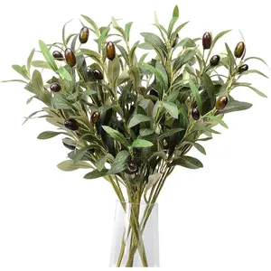 5 Pack Olive Branches Artificial  Greenery Stems Olive Leaves  Fruits Silk