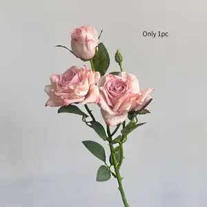 Simulated flower French-style fringed rose artificial flower rose vintage decorative piece for living room, dining table, flower arrangement display, flower decoration