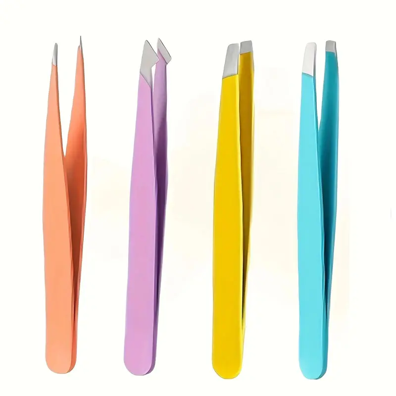 Eyebrow Tweezers Set, 4 Counts/set Stainless Steel Eyebrow Tweezers, Professional Makeup Tools for Women & Girls, Christmas Gift