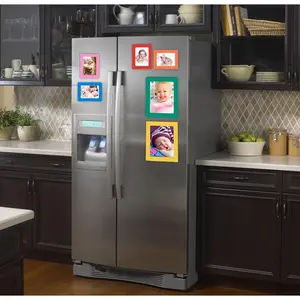12-pack Colorful Magnetic Picture Frames for Refrigerator 4x6 2x3 3x5 inch Photo Note Schedule Holder Gift for Kids Friends Family Decor Black