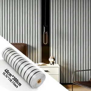 1 Roll Printed Wood slat wallpaper, peel-and-stick waterproof sound-reducing wall covering with textured design, matte wood grain finish, easy to clean and install, removable, ideal for living room, bedroom, dining room, and ceiling decor