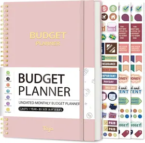 Budget Planner - Monthly Budget Book with Expense Tracker Notebook, Undated Bill Organizer & Finance Planner to Take Control of Your Money, 2025-2026 Account Book to Manage Your Finances-Pink Taja