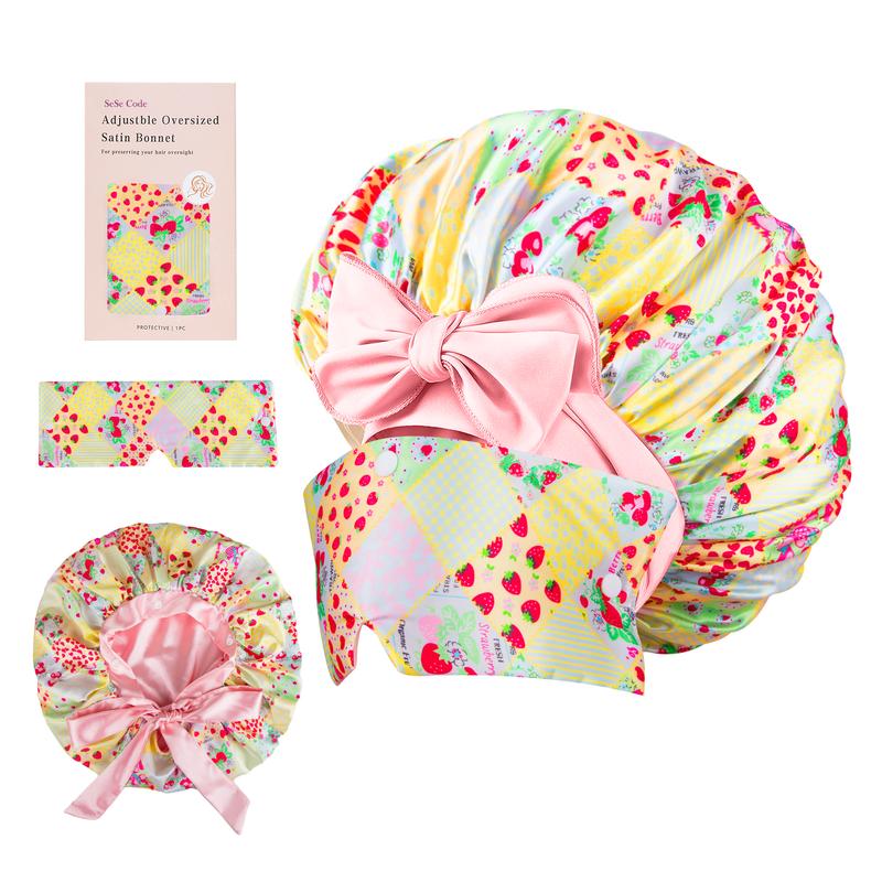 SeSe Code Store Satin Hair Bonnet for Sleeping with Detachable Eye Mask - Non-Slip Hair Wrap for Curly Hair