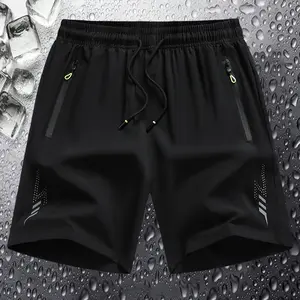 Men’s athletic casual shorts with a solid color design, side zip pockets, and an elastic drawstring waistband; suitable for outdoor sports, fitness, running, and everyday wear. Men’s shorts, menswear, summer apparel—an ideal gift for him.
