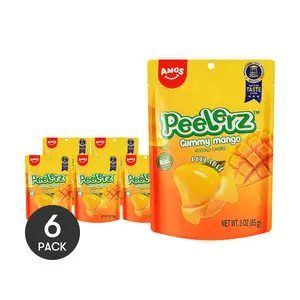 Amos Sweets Mango PEELERZ Gummy Candy - Fun Fruit Juice Snacks, 6 Pack (85g Each), International Taste Award Winner