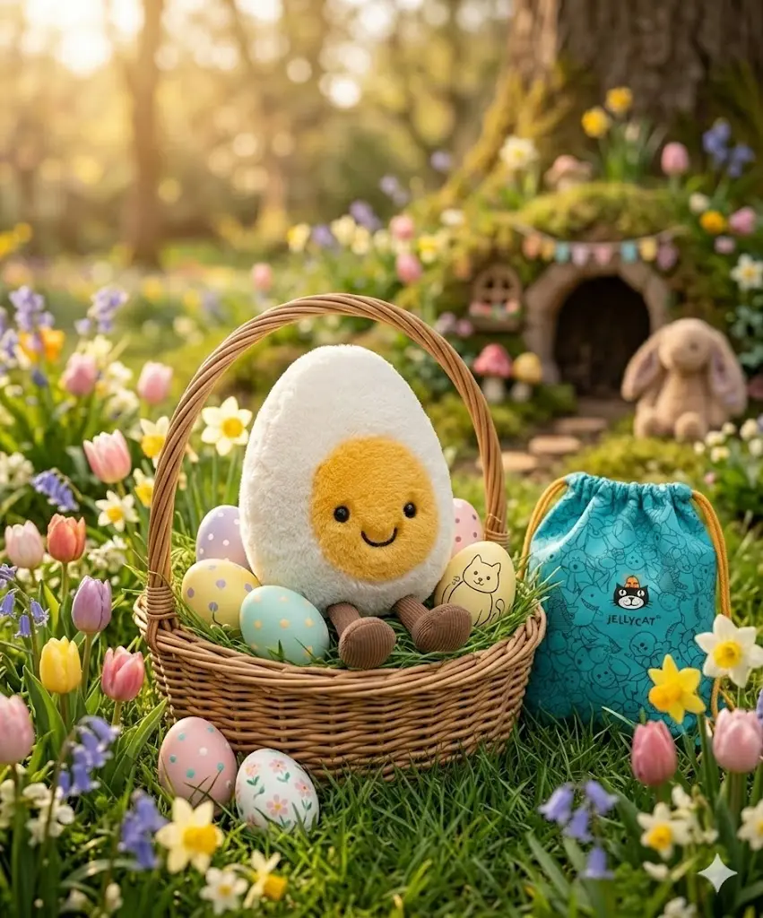 Authentic Jellycat Amuseables Boiled Egg Plush Toy - Cute Soft Stuffed Food Plushie, Aesthetic Room Decor & Easter Basket Stuffer Gift