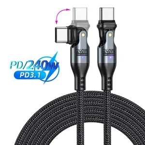 AUFU 240W USB-C to USB-C Cable 3.3ft/6ft, 180° Rotating Right Angle, PD Fast Charging, Nylon Braided, Compatible with iPhone 15/16, Samsung, MacBook, iPad