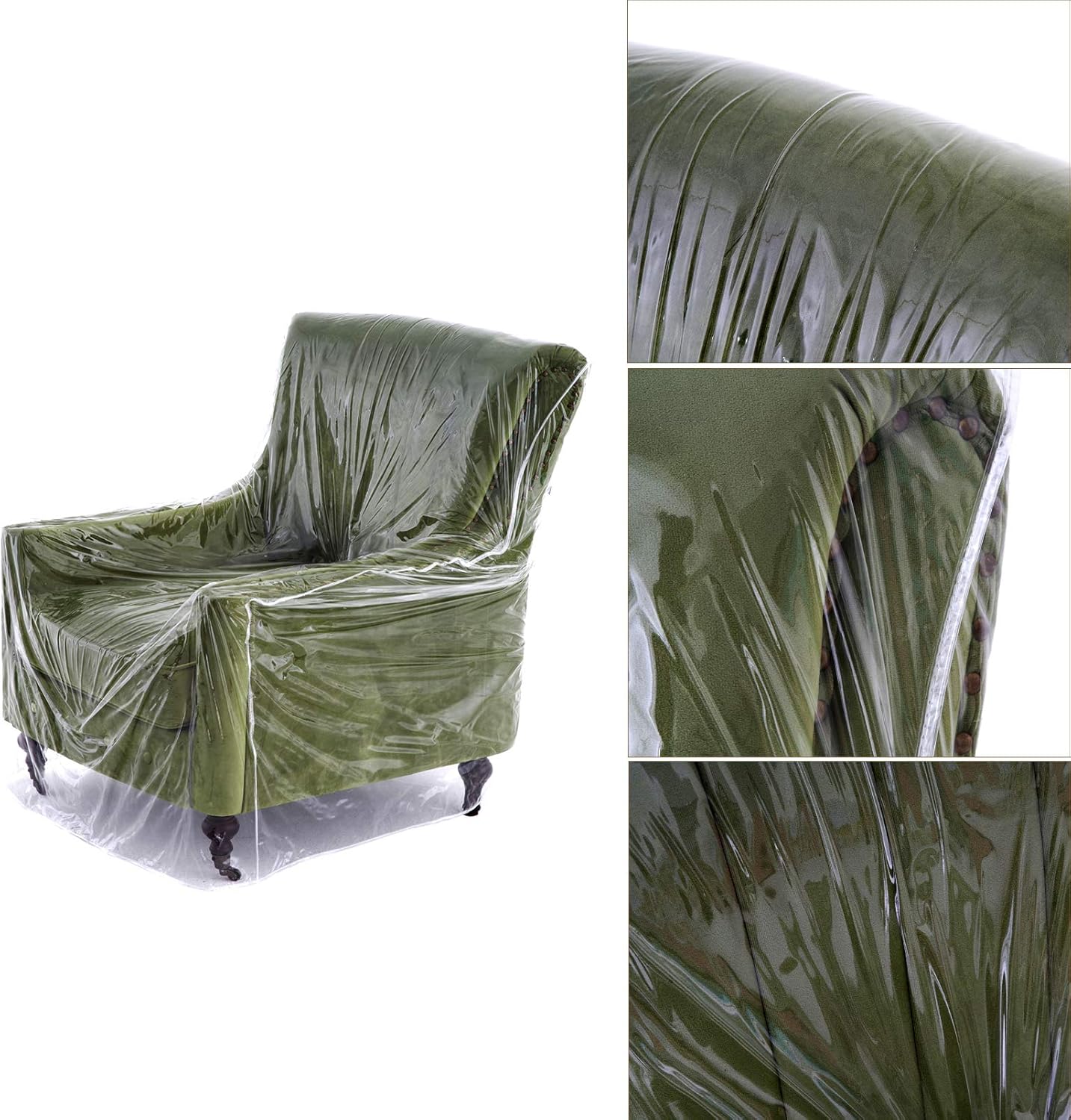 wokire Heavy Duty Plastic Recliner Cover Pets | Cat Dog Scratching Protector Clear Vinyl Waterproof Sofa/Couch Covers,Furniture Living Room Chairs for Storage and Moving 36" W - Armchair（2 Pack）