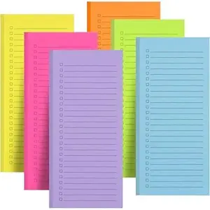 6-Pack Thick Paper Magnetic Fridge Notepads, 7.2x3.2" Full-Back Magnet Tear Off Pads with 240 Sheets - Fridge Calendar Magnetic, College Planner, Grocery List, To-Do Notes, Finance Checklist, Office Stationery Supplies
