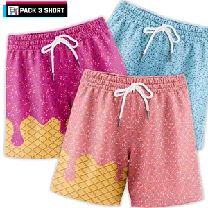 Pack 3 ICE CREAM Unisex Shorts With 5 Inch Inseam, Mesh Short Contains Lightweight, Breathable Perfect for the Gym, Gift for him, Gift For Her, Gym Gift
