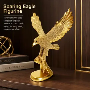 Luxury Gold Eagle Fish Catcher Ornament, Bold Eagle Spread Wings Design, Enhances Living Room Entrance TV Cabinet Decor, Elegant Home Decoration